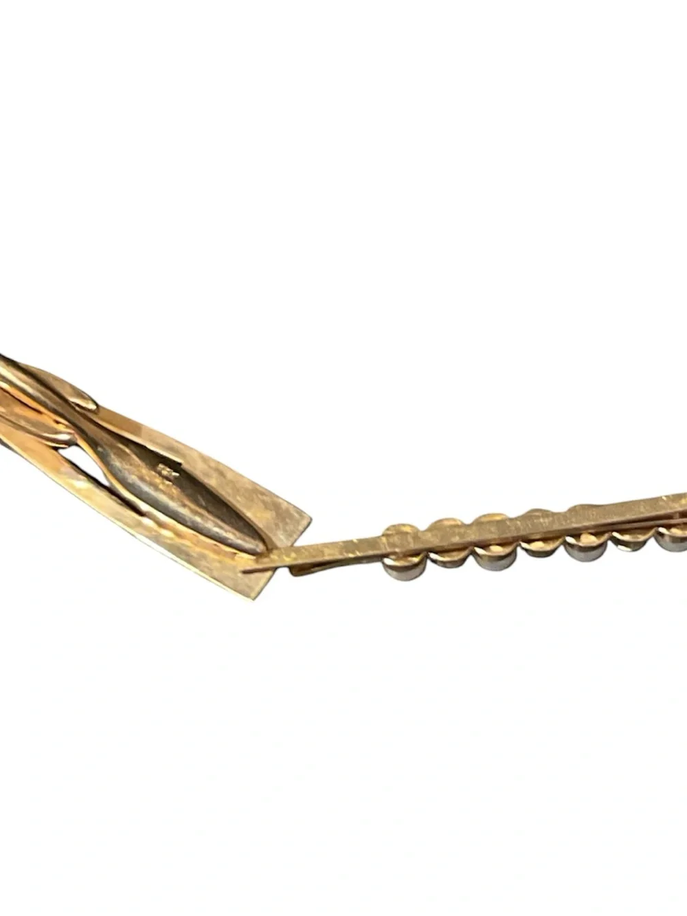Tie Clip-1 with gold tone faux pearls and glass- 1 vintage Hickok with Letter